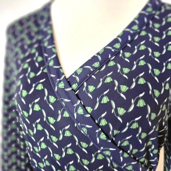 Ann Taylor Wrap Belted Top Navy/Green Women Size MP - Picture 5 of 8